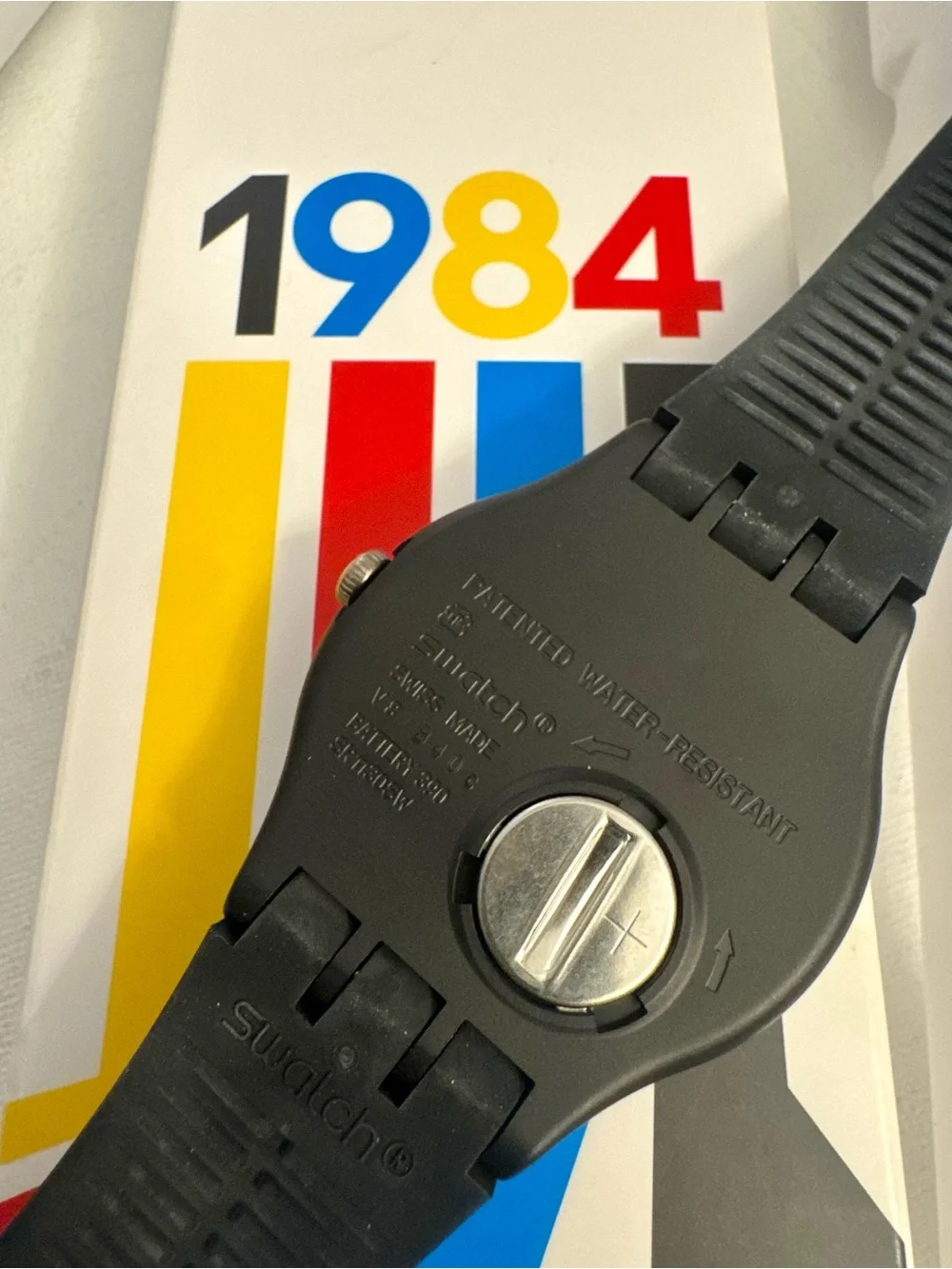 Swatch 1984 Reissue Watch, Black Diver, Waterproof, Bio-Sourced Material - NIB